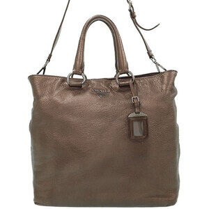 Prada Vitello Daino tote Shoulder bag pebbled Brown